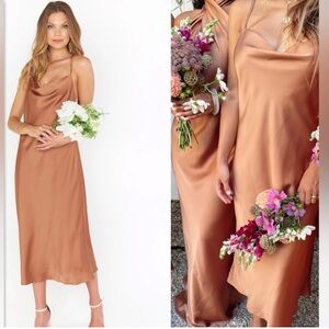 Veronica Cowl a neck Copper Bridesmaid Dress. size 4